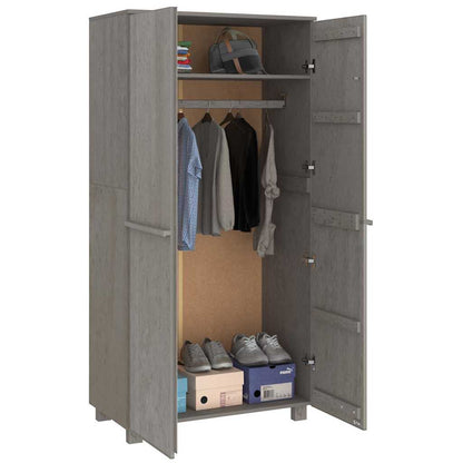 vidaXL Wardrobe "HAMAR" Light Grey 89x50x180 cm Solid Wood Pine