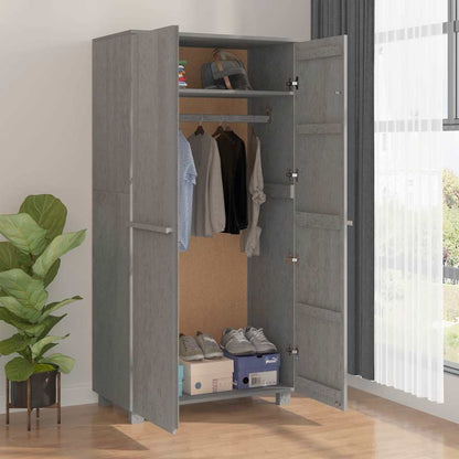 vidaXL Wardrobe "HAMAR" Light Grey 89x50x180 cm Solid Wood Pine