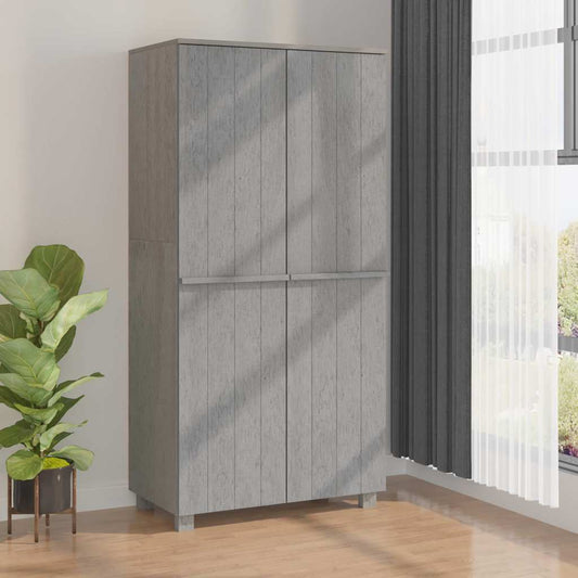 vidaXL Wardrobe "HAMAR" Light Grey 89x50x180 cm Solid Wood Pine