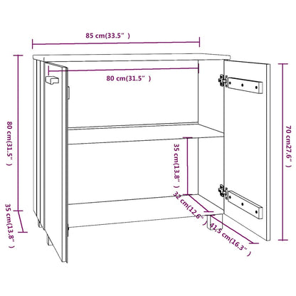 vidaXL Sideboard "HAMAR" White 85x35x80 cm Solid Wood Pine