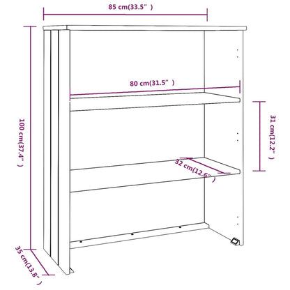 vidaXL Top For Highboard | Honey Brown | Solid Pine Wood, MDF | 85x35x100 cm