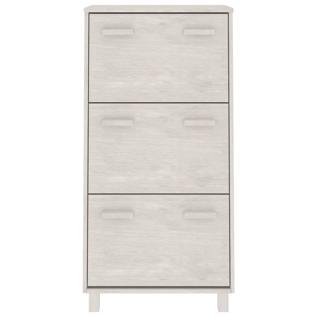 vidaXL Shoe Cabinet HAMAR White 59.5x35x117 cm Solid Wood Pine