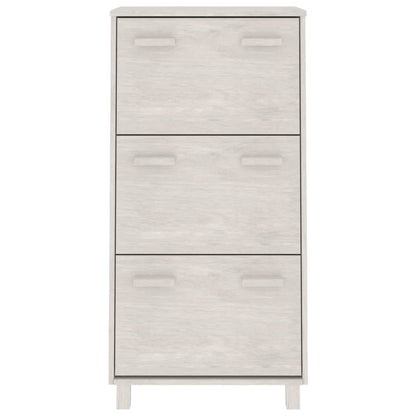 vidaXL Shoe Cabinet HAMAR White 59.5x35x117 cm Solid Wood Pine