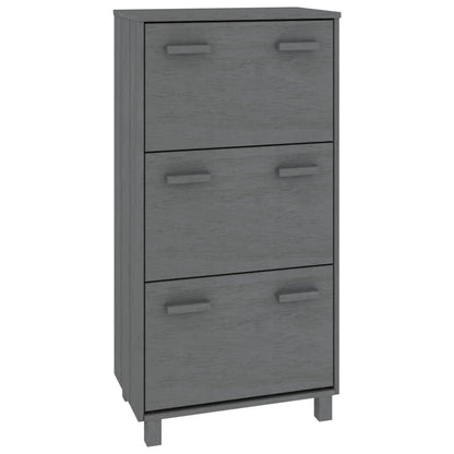 vidaXL Shoe Cabinet HAMAR Dark Grey 59.5x35x117 cm Solid Wood Pine