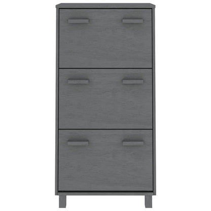 vidaXL Shoe Cabinet HAMAR Dark Grey 59.5x35x117 cm Solid Wood Pine