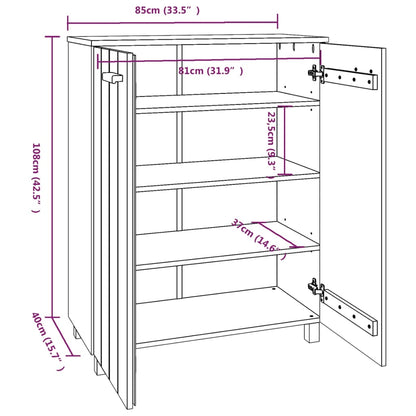 vidaXL Shoe Cabinet HAMAR Honey Brown 85x40x108 cm Solid Wood Pine