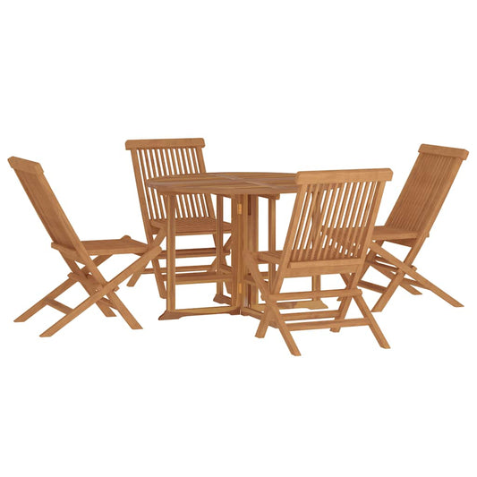 vidaXL 5 Piece Folding Outdoor Dining Set Solid Wood Teak