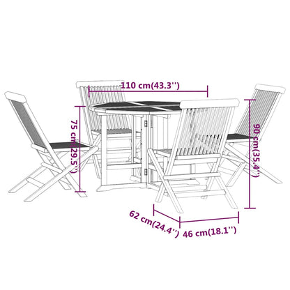 vidaXL 5 Piece Folding Outdoor Dining Set Solid Wood Teak
