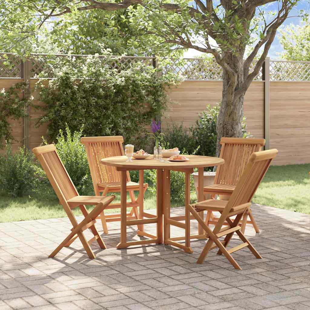 vidaXL 5 Piece Folding Outdoor Dining Set Solid Wood Teak