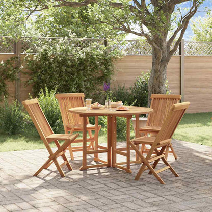 vidaXL 5 Piece Folding Outdoor Dining Set Solid Wood Teak