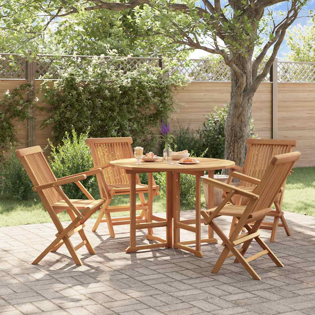 vidaXL Outdoor Dining Set | Natural teak | Smooth-sanded teak hardwood