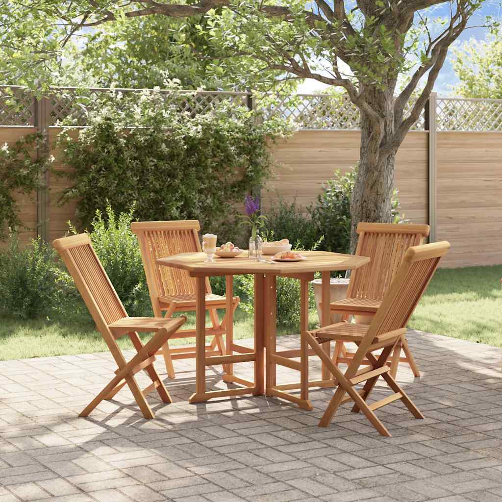 vidaXL 5 Piece Folding Outdoor Dining Set Solid Wood Teak