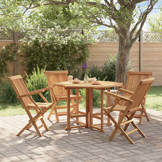 vidaXL Outdoor Dining Set | Natural Teak | Solid Teak wood | Medium | Foldable