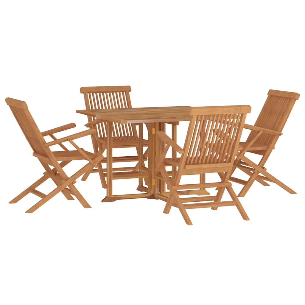 vidaXL Outdoor Dining Set | Teak | Solid teak wood | Medium | Foldable