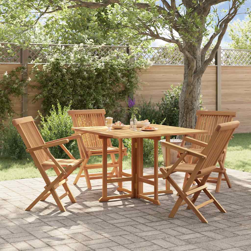 vidaXL Outdoor Dining Set | Teak | Solid teak wood | Medium | Foldable
