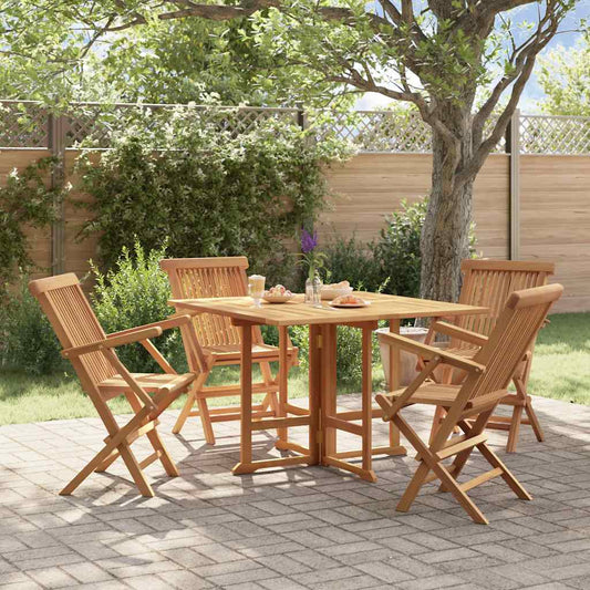vidaXL Outdoor Dining Set | Teak | Solid teak wood | Medium | Foldable