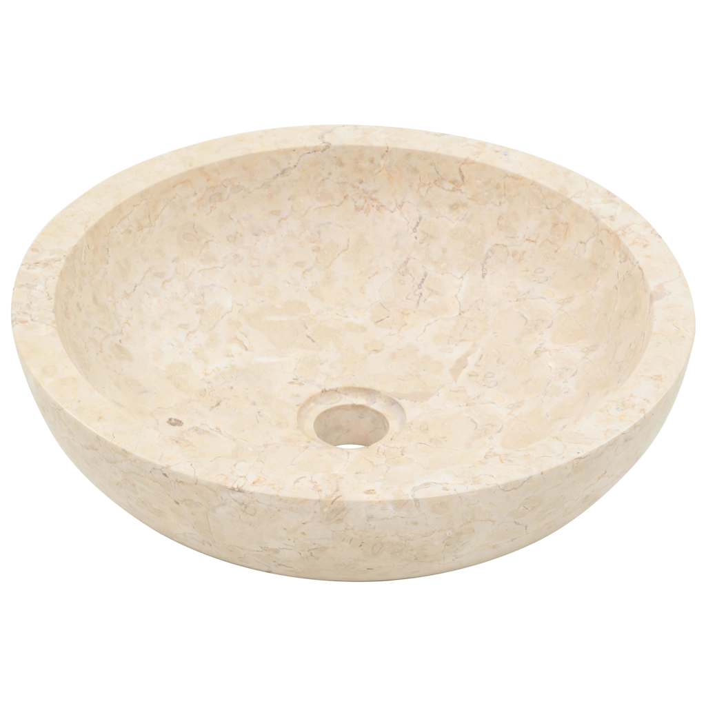 vidaXL Bathroom Vanity Cabinet with Cream Marble Sinks Solid Wood Teak