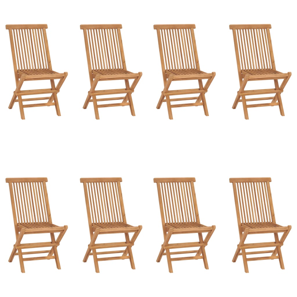 vidaXL Garden Chair | Set of 8 | Teak | Solid Teak Wood | Standard | Foldable