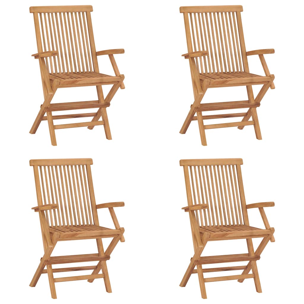 vidaXL Folding Chairs 4 pcs Solid Teak Wood