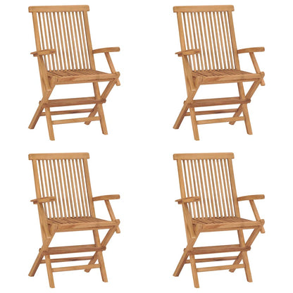 vidaXL Folding Chairs 4 pcs Solid Teak Wood