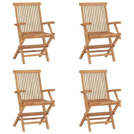 vidaXL Folding Chairs 4 pcs Solid Teak Wood