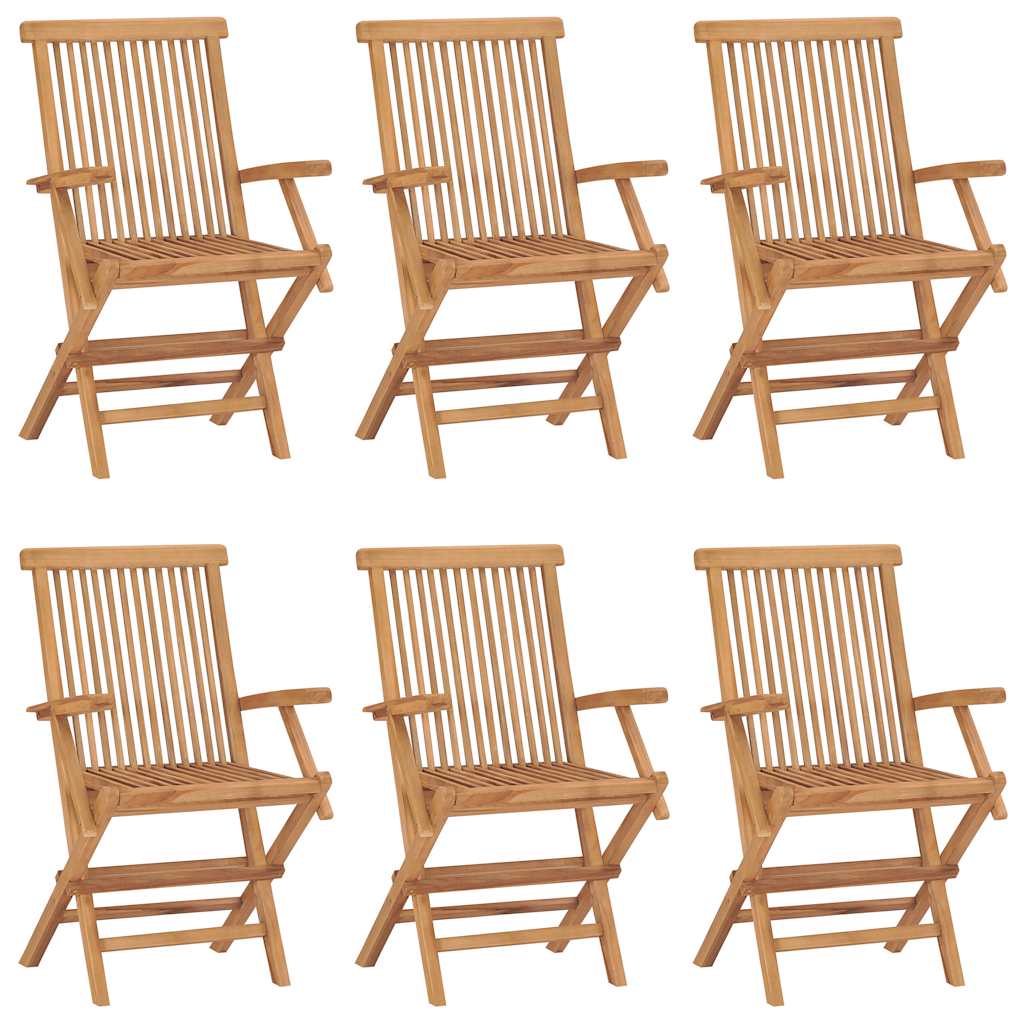 vidaXL Garden Chair | Set of 6 | Brown | Solid Teak Wood | Standard | Foldable