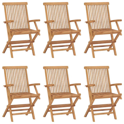 vidaXL Garden Chair | Set of 6 | Brown | Solid Teak Wood | Standard | Foldable
