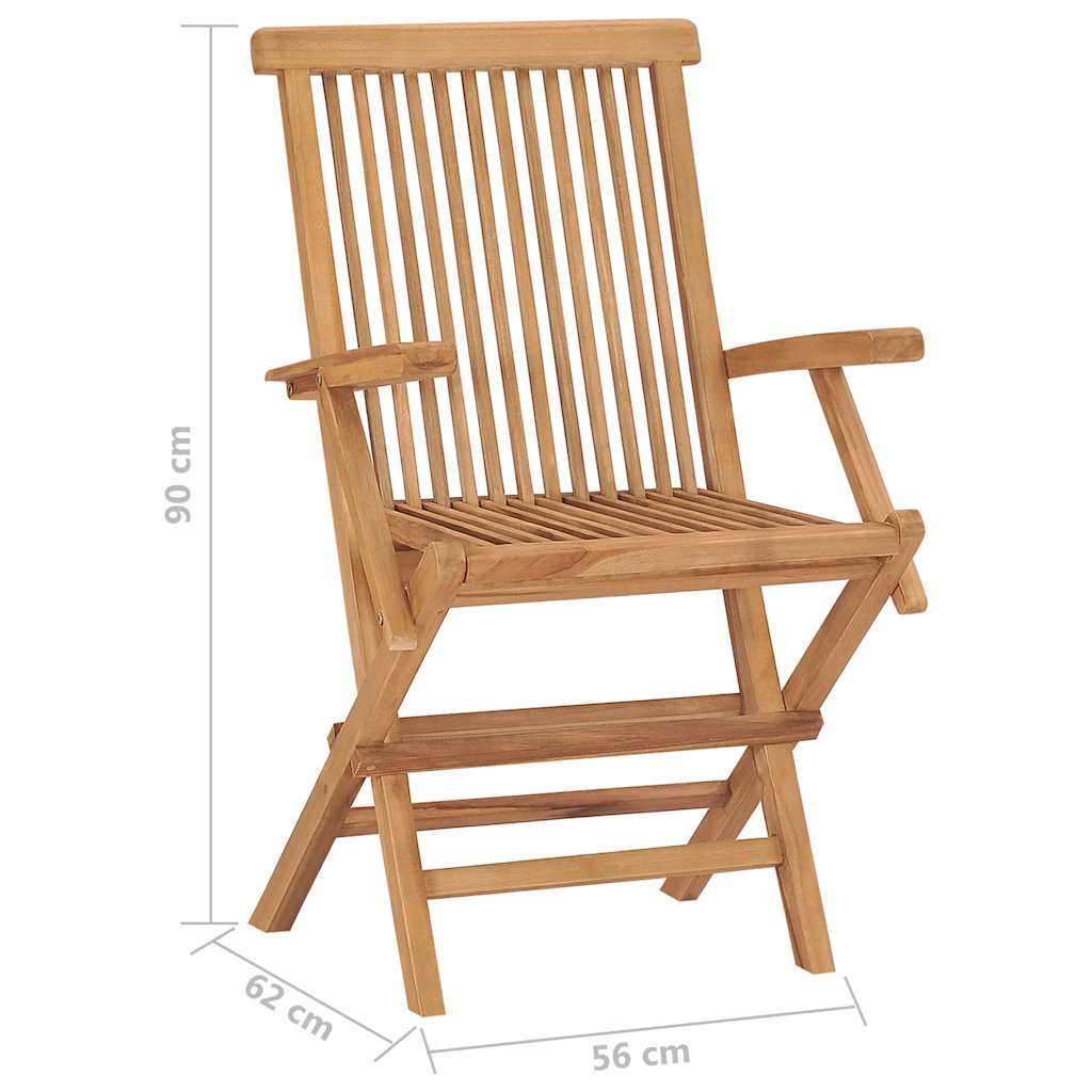 vidaXL Garden Chair | Set of 6 | Brown | Solid Teak Wood | Standard | Foldable