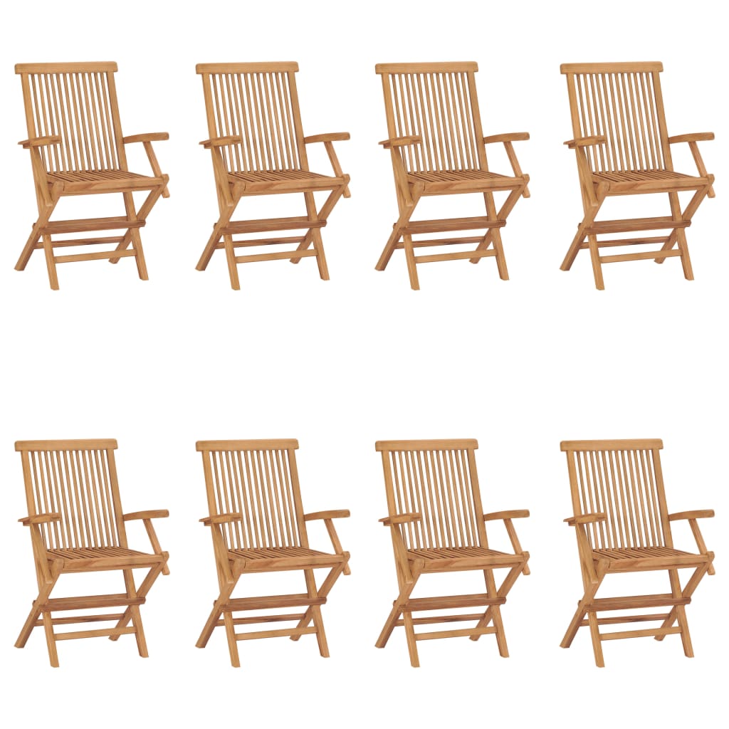 vidaXL Garden Chair | Set of 8 | Natural Teak | Solid Teak Wood | Standard