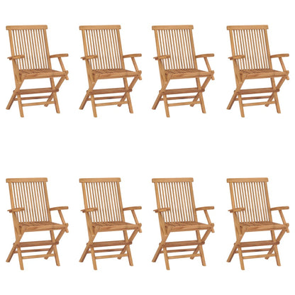 vidaXL Garden Chair | Set of 8 | Natural Teak | Solid Teak Wood | Standard