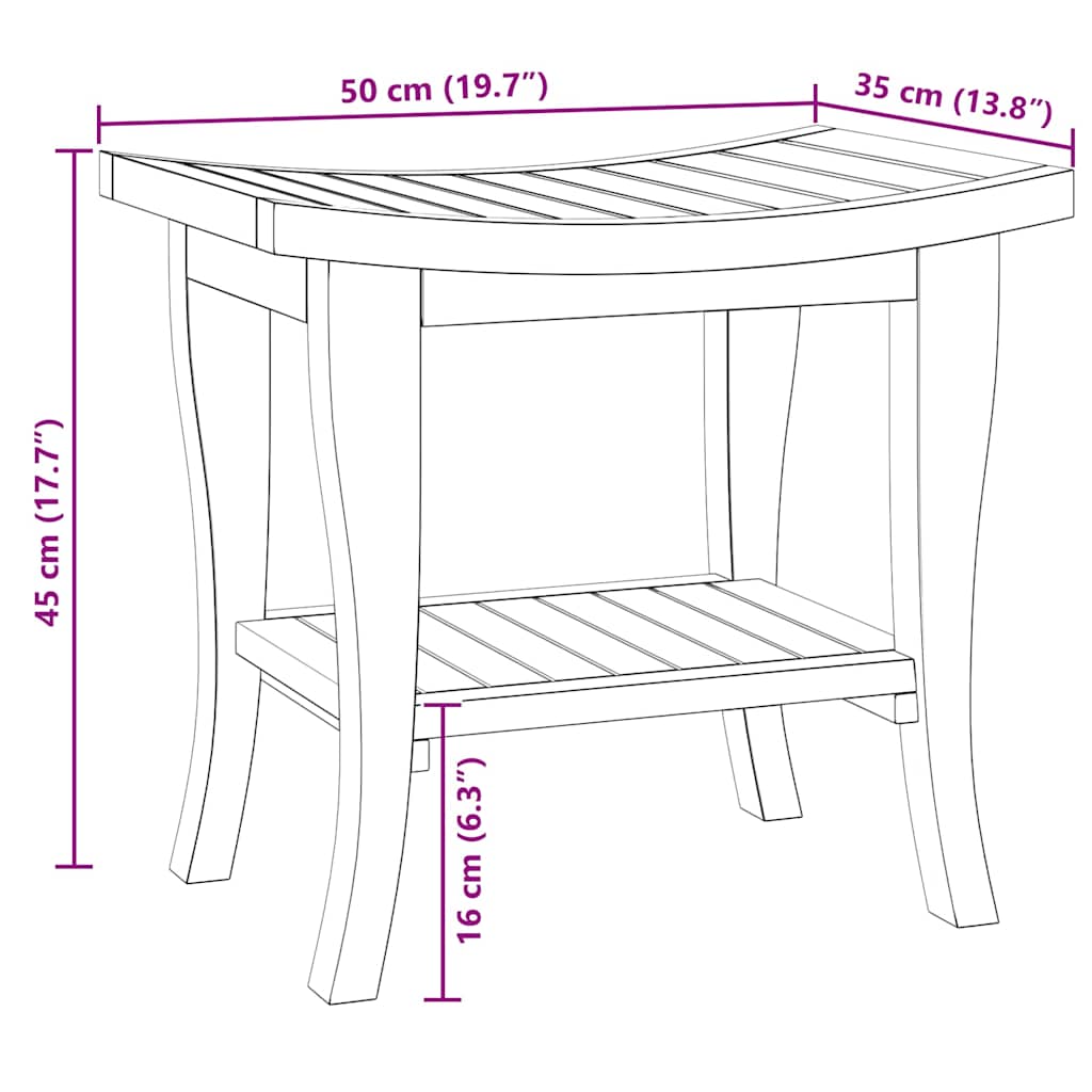 vidaXL Bathroom Side Table 50x35x45 cm Solid Wood Teak