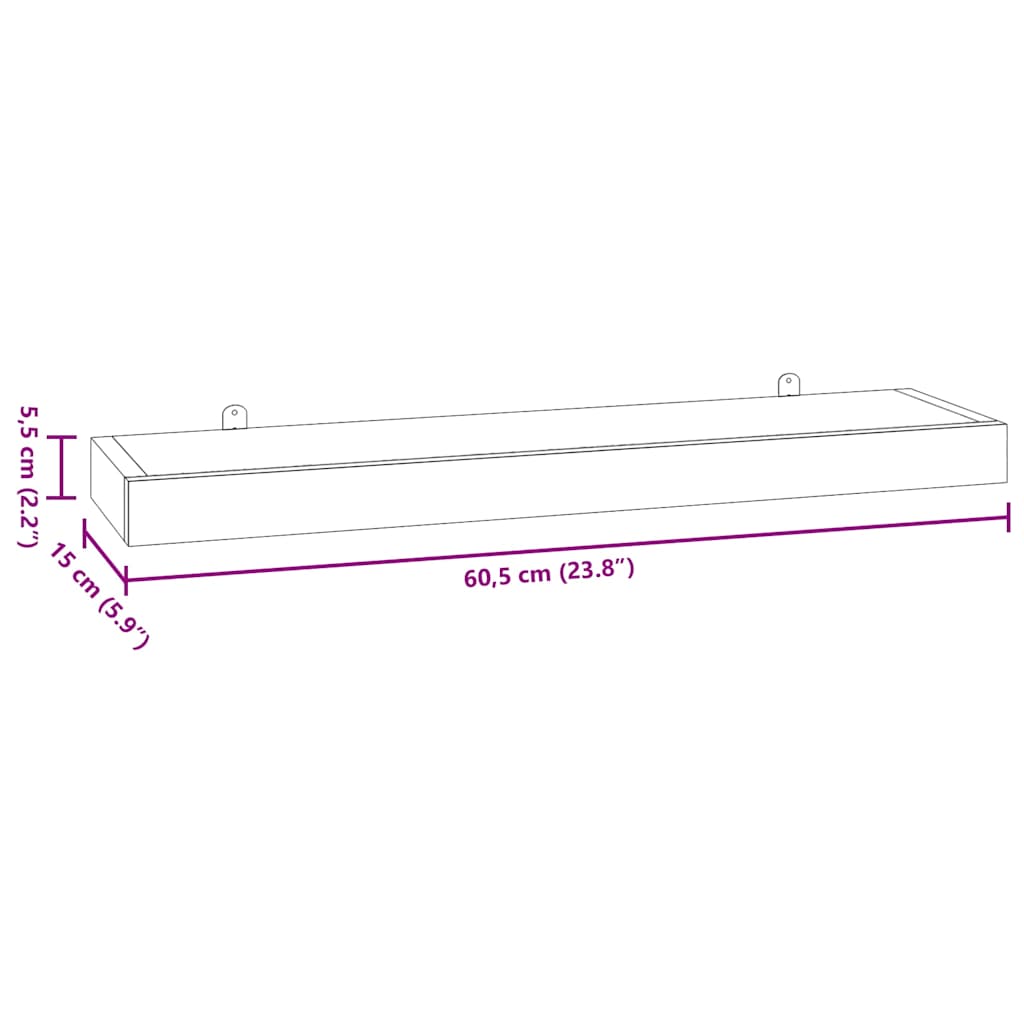 vidaXL Wall Shelves 2 pcs 60x15x4 cm Solid Wood Teak