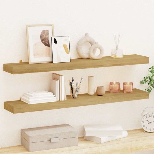 vidaXL Wall Shelves 2 pcs 90x15x4 cm Solid Wood Teak