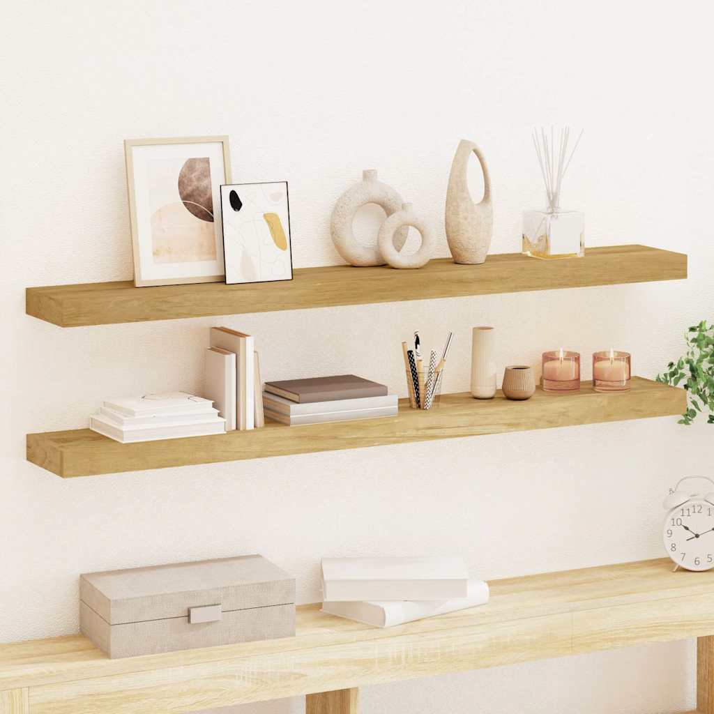 vidaXL Wall Shelves 2 pcs 110x15x4 cm Solid Wood Teak