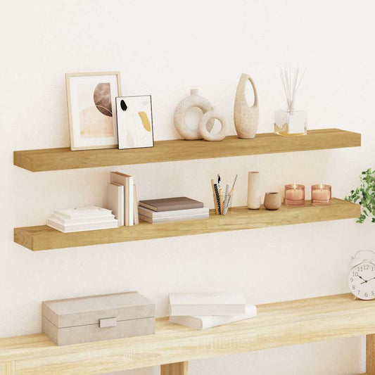vidaXL Wall Shelves 2 pcs 110x15x4 cm Solid Wood Teak