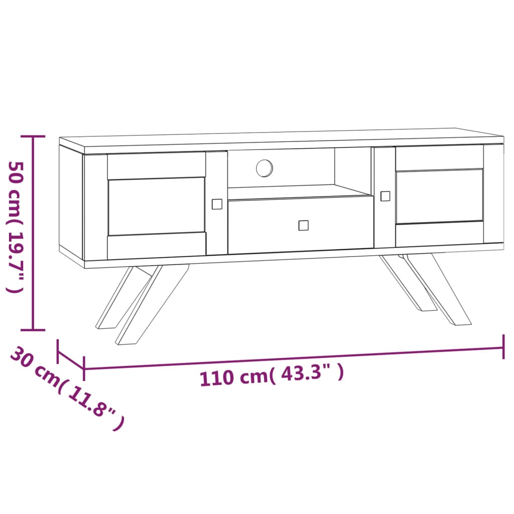 vidaXL TV Cabinet 110x30x50 cm Solid Wood Teak