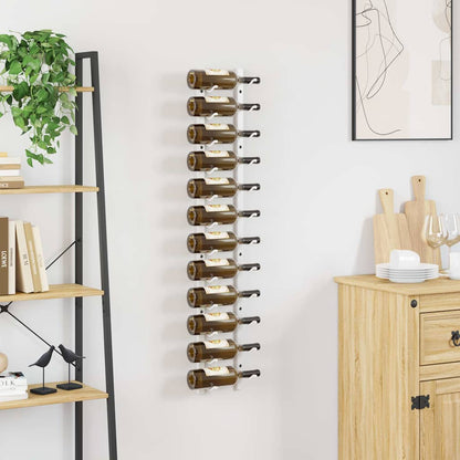 340879 vidaXL Wall Mounted Wine Rack for 12 Bottles White Iron