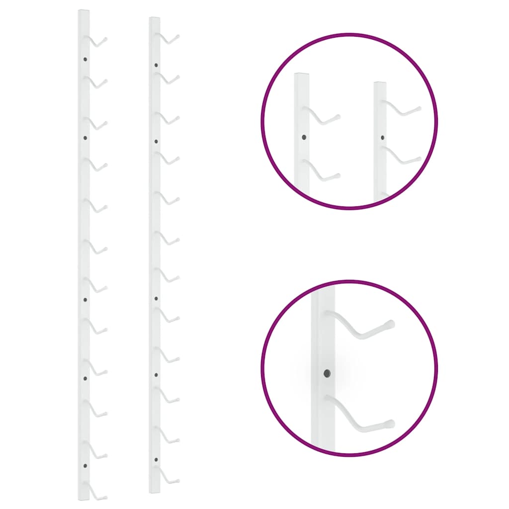 vidaXL Wall Mounted Wine Rack for 12 Bottles White Iron