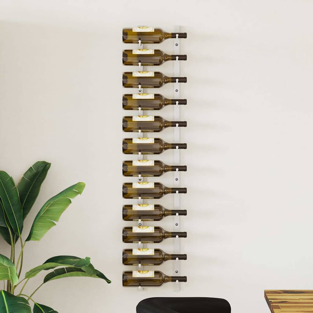 340879 vidaXL Wall Mounted Wine Rack for 12 Bottles White Iron