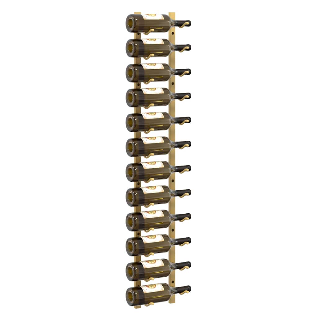 vidaXL Wall Mounted Wine Rack for 12 Bottles Gold Iron
