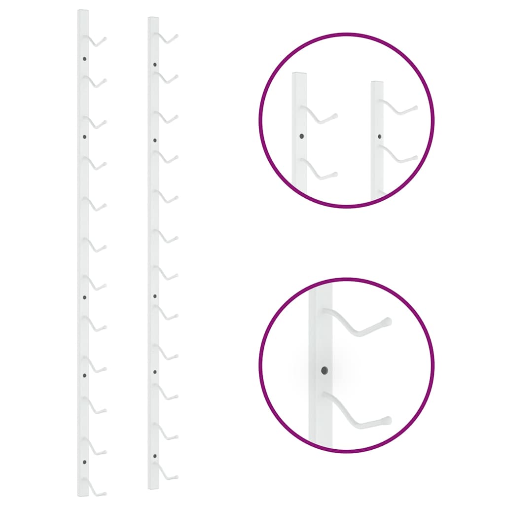 vidaXL Wall Mounted Wine Rack for 12 Bottles 2 pcs White Iron