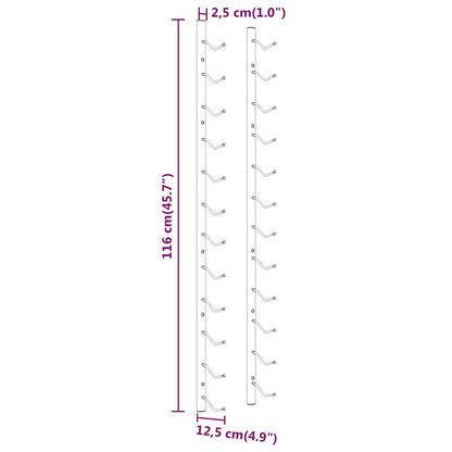 vidaXL Wall Mounted Wine Rack for 12 Bottles 2 pcs White Iron