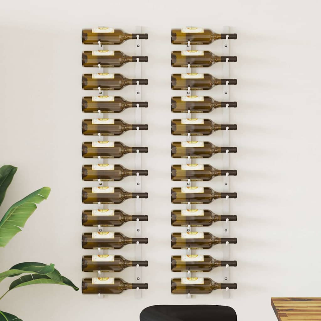 vidaXL Wall Mounted Wine Rack for 12 Bottles 2 pcs White Iron