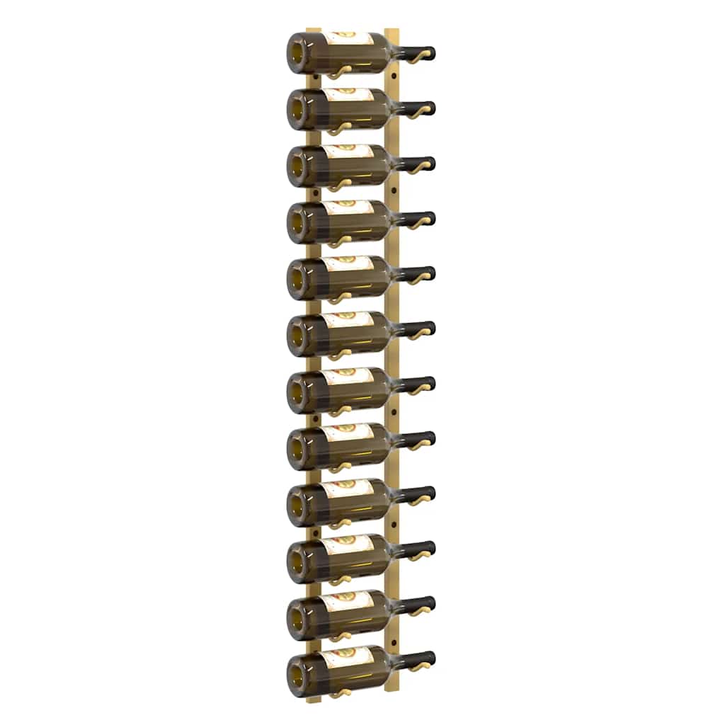 340882 vidaXL Wall Mounted Wine Rack for 12 Bottles 2 pcs Gold Iron