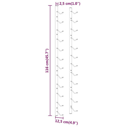 340882 vidaXL Wall Mounted Wine Rack for 12 Bottles 2 pcs Gold Iron