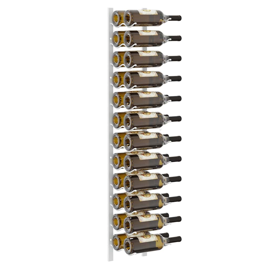 vidaXL Wall Mounted Wine Rack for 24 Bottles White Iron