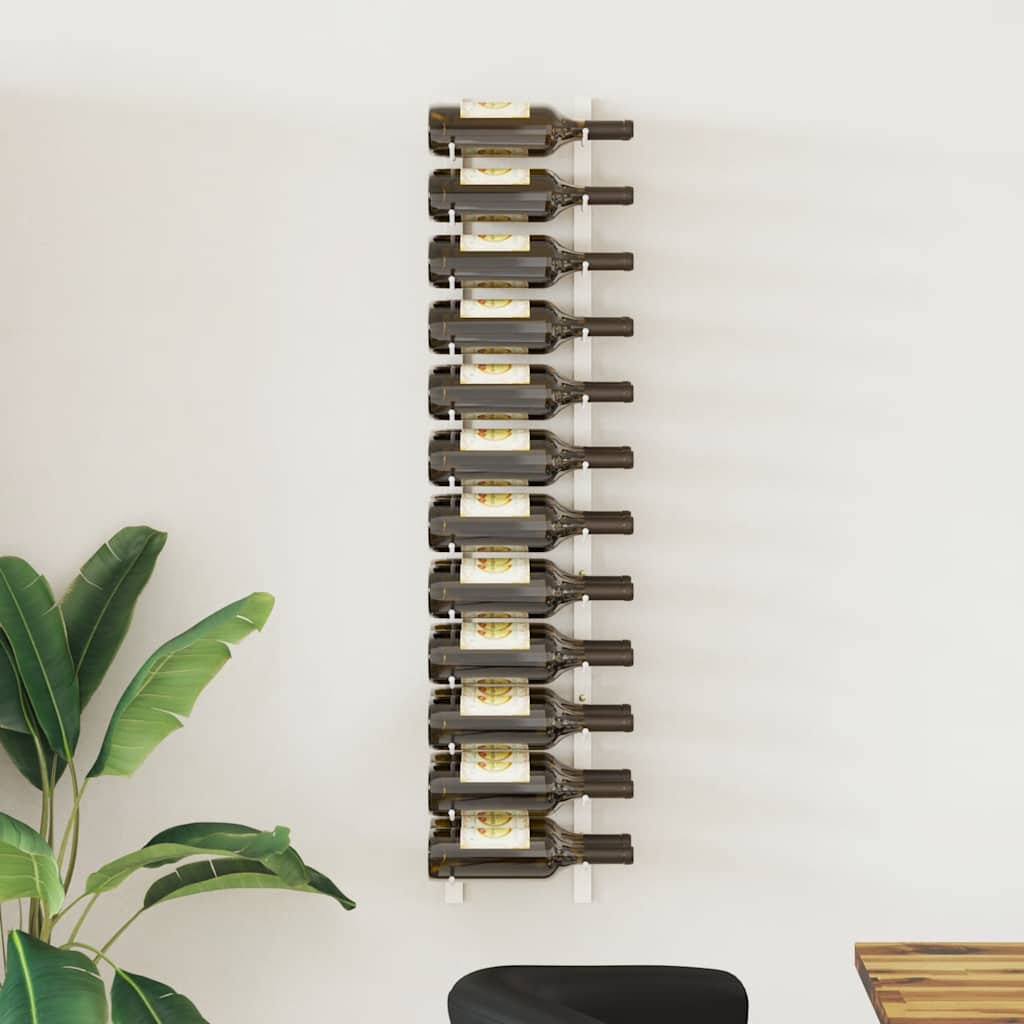 vidaXL Wall Mounted Wine Rack for 24 Bottles White Iron