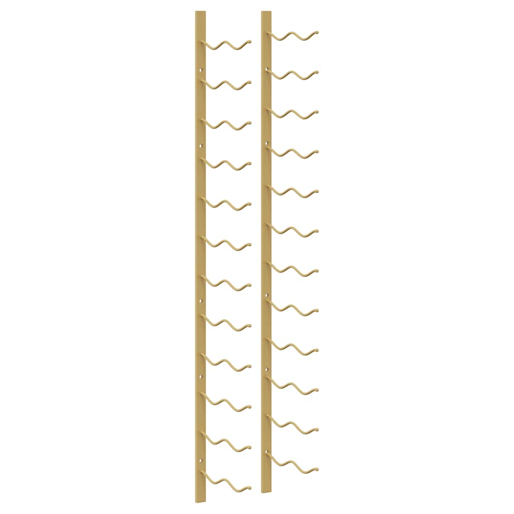 vidaXL Wall Mounted Wine Rack for 24 Bottles Gold Iron