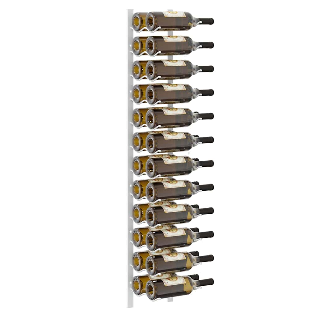 vidaXL Wall Mounted Wine Rack for 24 Bottles 2 pcs White Iron