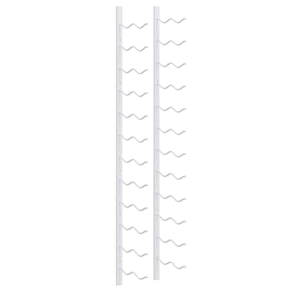 vidaXL Wall Mounted Wine Rack for 24 Bottles 2 pcs White Iron